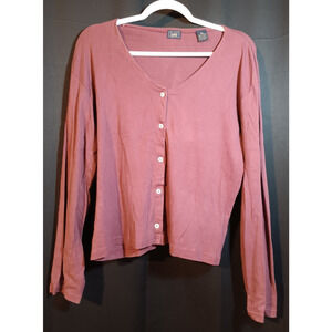 VTG Y2K Lee Classic Maroon Cotton Cardigan XL Button-Up Long Sleeve Retro Preppy